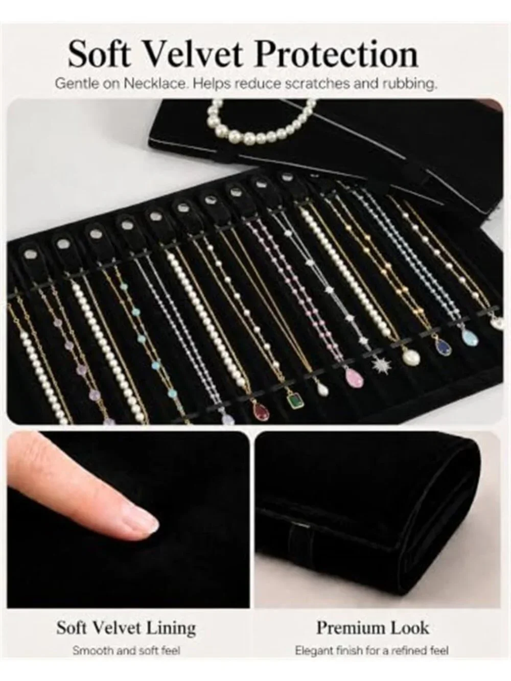 Travel Necklace Organizer, Tangle Free Jewelry Case, 16 Slots | Foldable